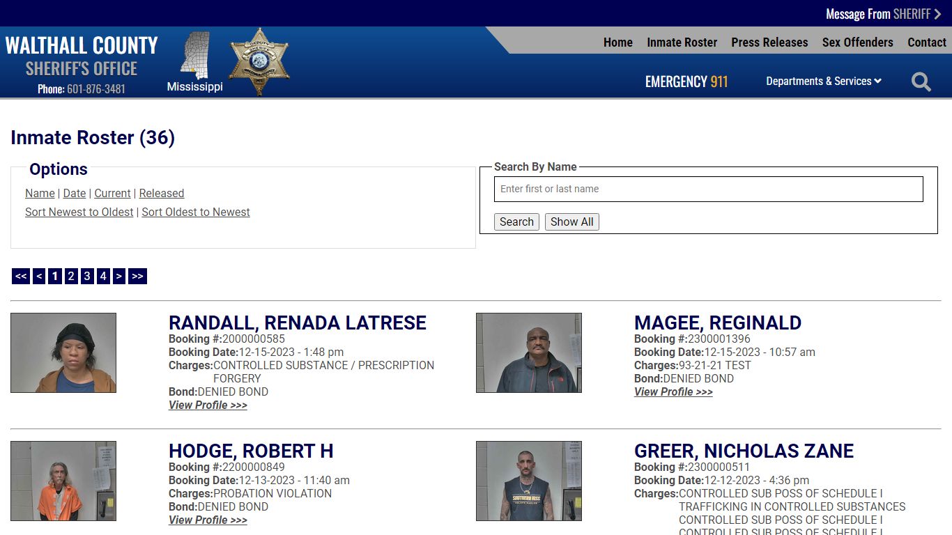 Inmate Roster - Walthall County MS Sheriff's Office