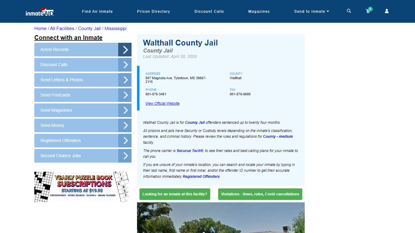 Walthall County Jail - Inmate Locator - Tylertown, MS